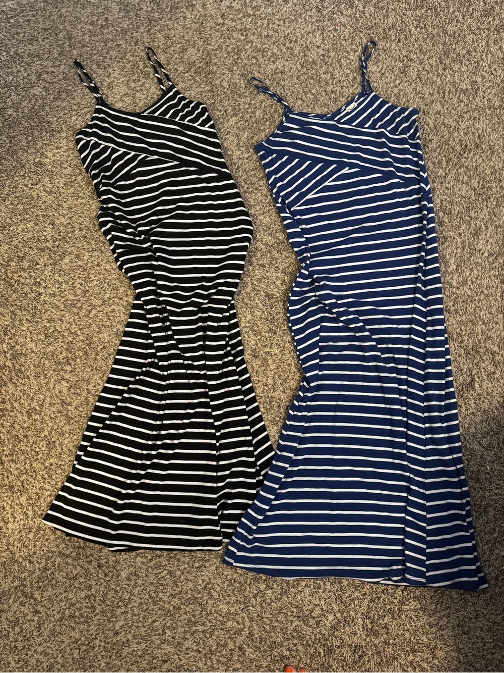 Faded Glory Blue & White Striped Spaghetti Strap Dress